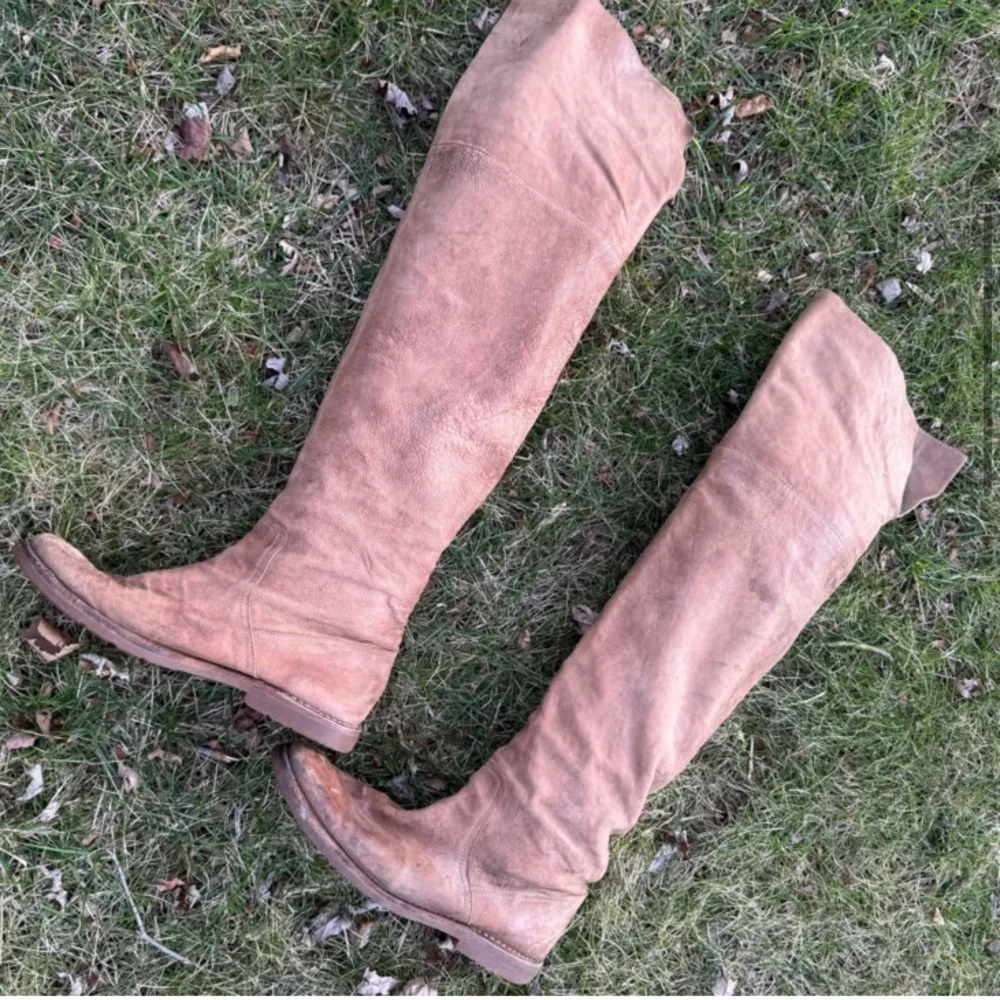 Frye Taupe Leather OTK Riding Boots